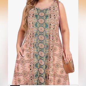 Bohemian Print Sleeveless Midi summer Dress size XXL